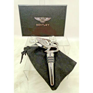 Bentley Flying B Model Polished Chrome Bottle Stopper W/Box & Dustbag